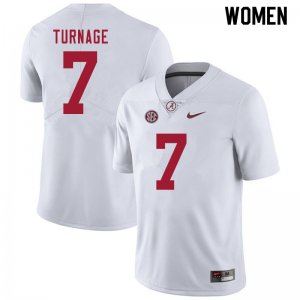 NCAA Women's Alabama Crimson Tide #7 Brandon Turnage Stitched College 2020 Nike Authentic White Football Jersey QE17O36JJ